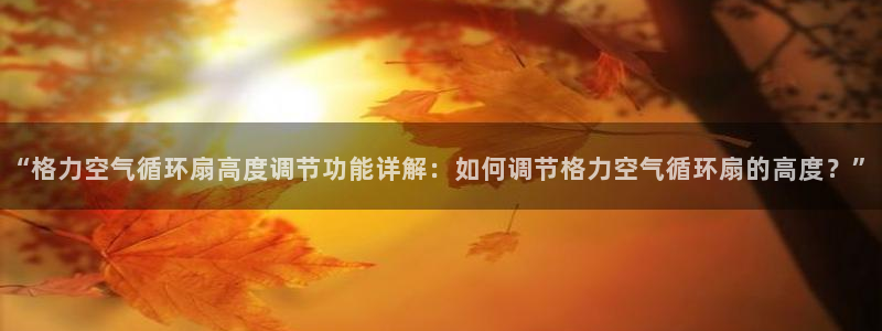 凯发官网平台：“格力空气循环扇高度调节功能详解：如何调节格力空气循环扇的高度？”